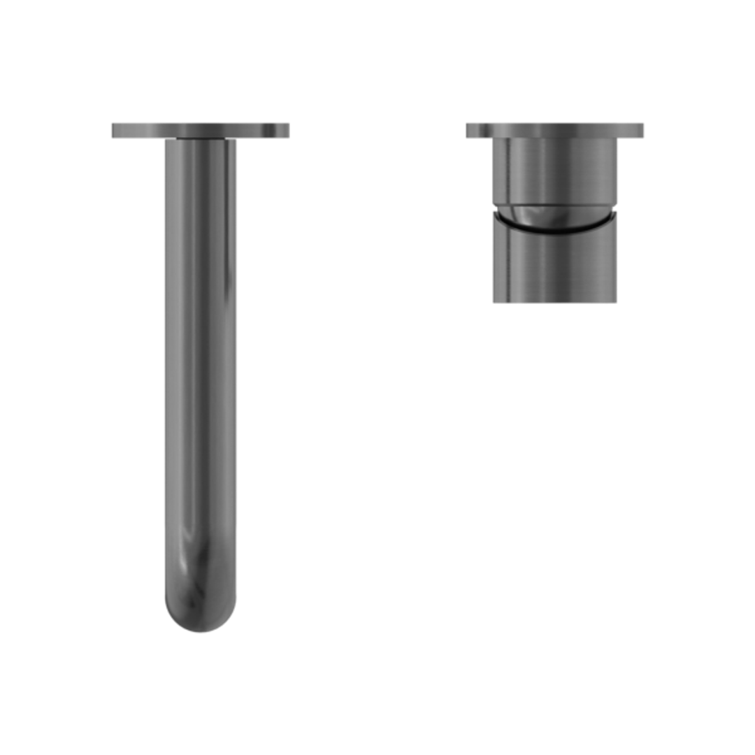 Nero Mecca Wall Basin Mixer Separate Back Plate 185Mm Spout Gun Metal