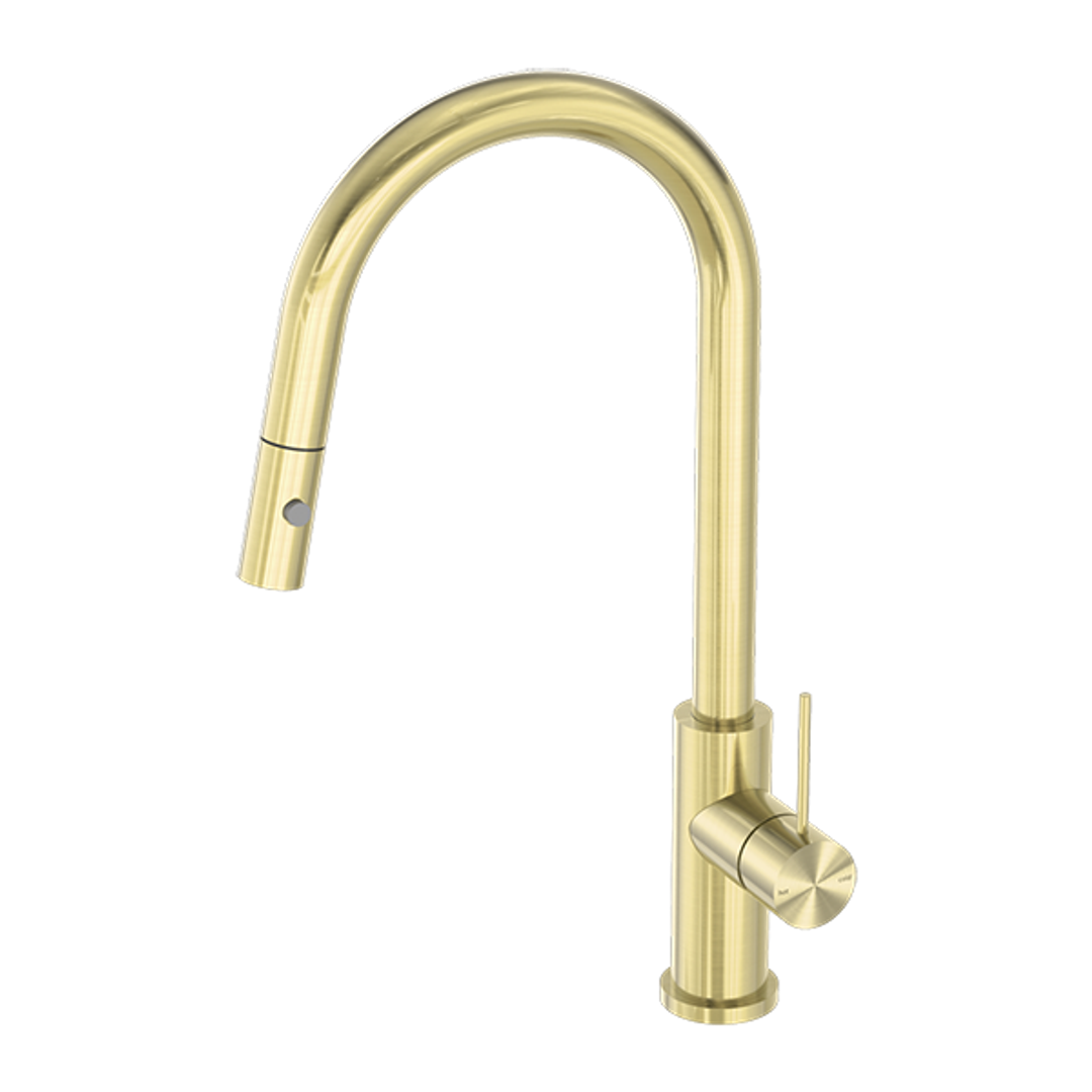 Nero Mecca Pull Out Sink Mixer With Vegie Spray - Brushed Gold