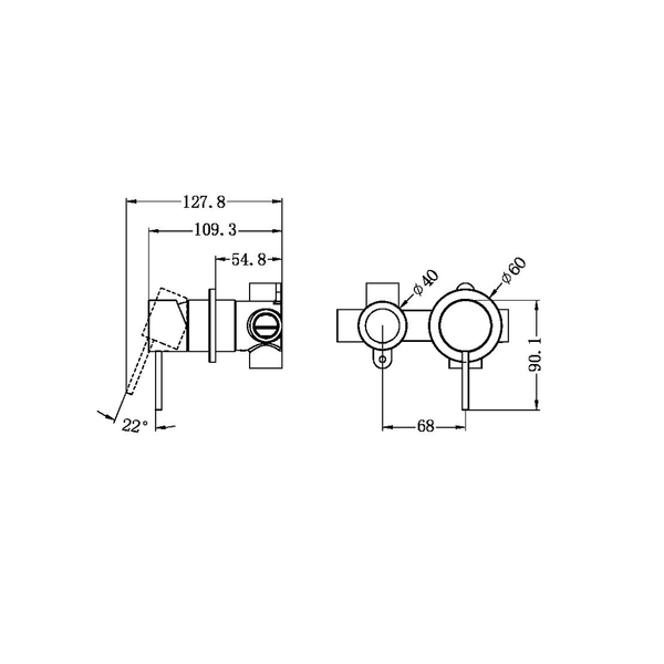 Nero Mecca Shower Mixer With Horizontal 2 Way Divertor Matte White Nr221911Umw