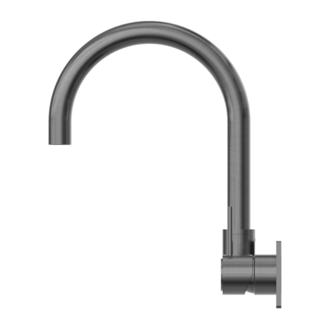 Nero Mecca Wall Basin/Bath Mixer Swivel Spout Handle Up - Gunmetal