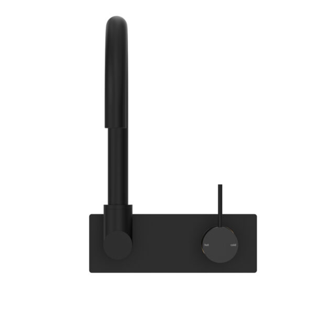 Nero Mecca Wall Basin/Bath Mixer Swivel Spout Handle Up - Matt Black