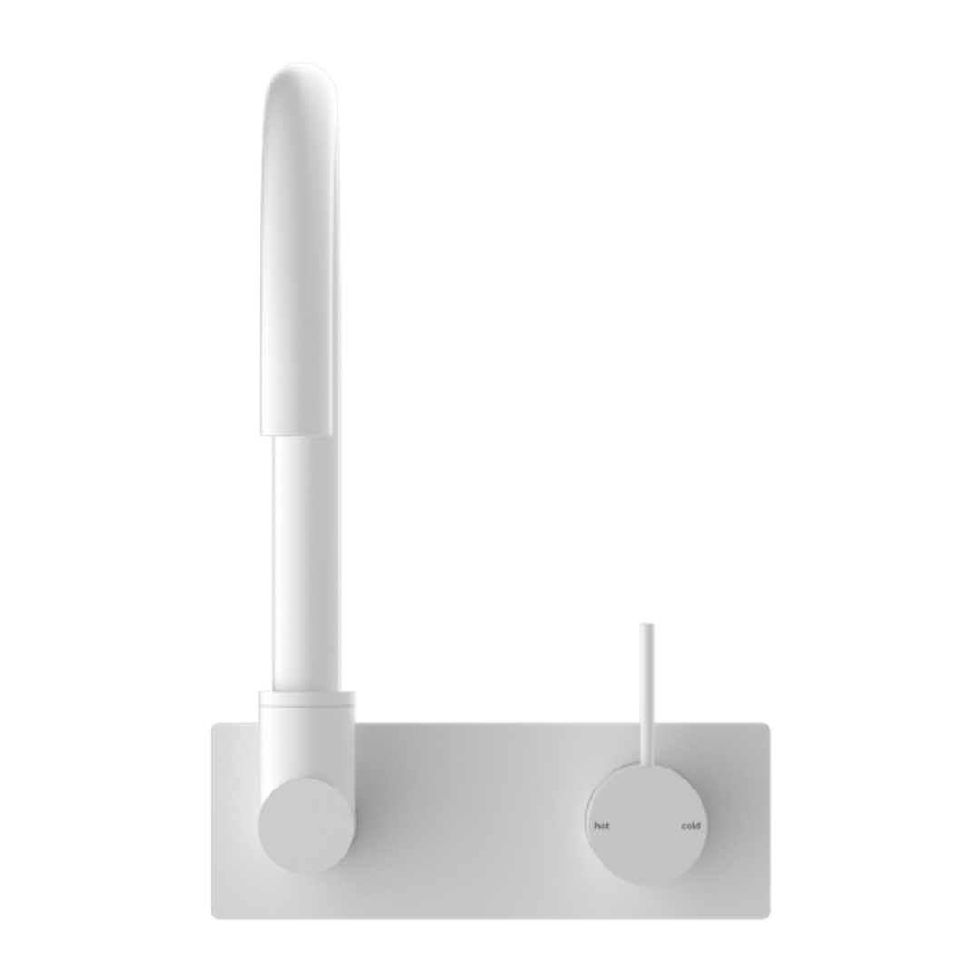 Nero Mecca Wall Basin/Bath Mixer Swivel Spout Handle Up - Matt White