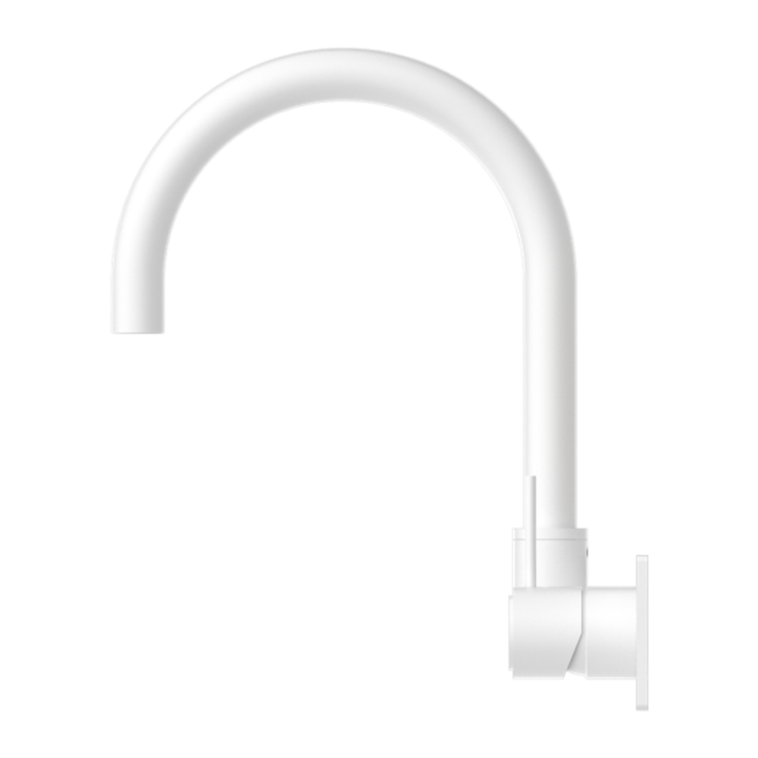 Nero Mecca Wall Basin/Bath Mixer Swivel Spout Handle Up - Matt White