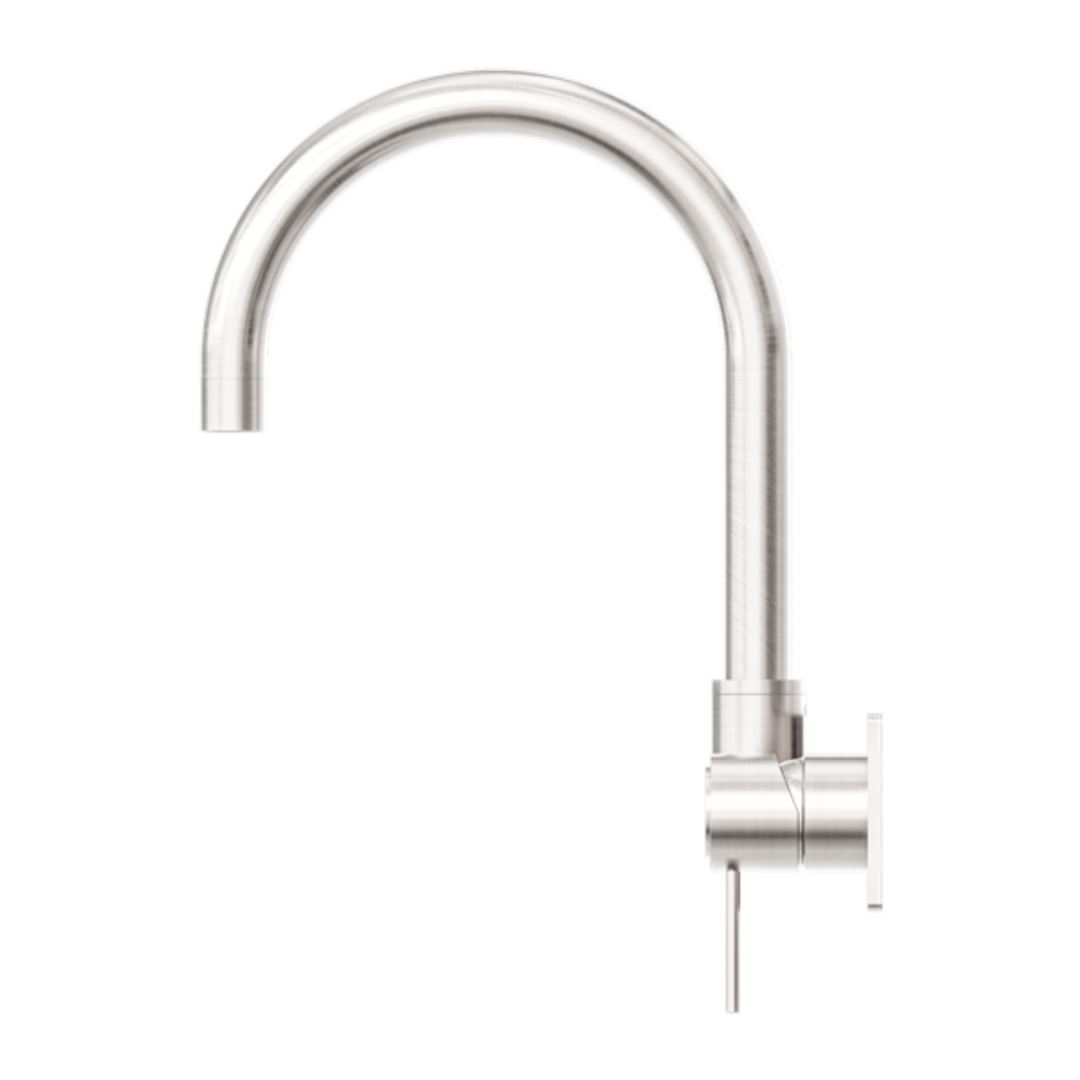 Nero Mecca Wall Basin/Bath Mixer Swivel Spout Handle Up - Brushed Nickel