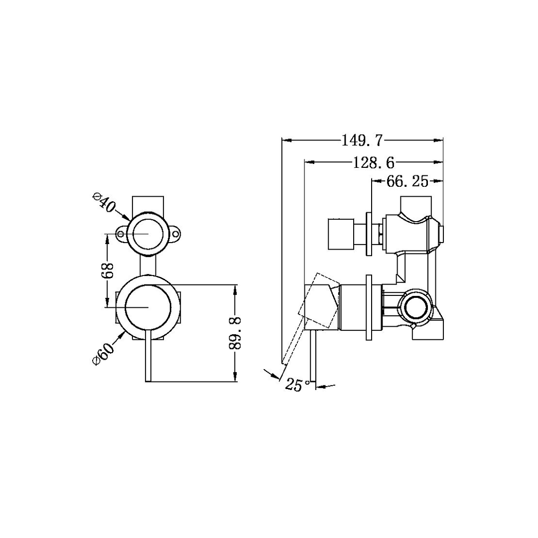 Nero Mecca Shower Mixer With Divertor Separate Back Plate Matte Black Nr221911Smb
