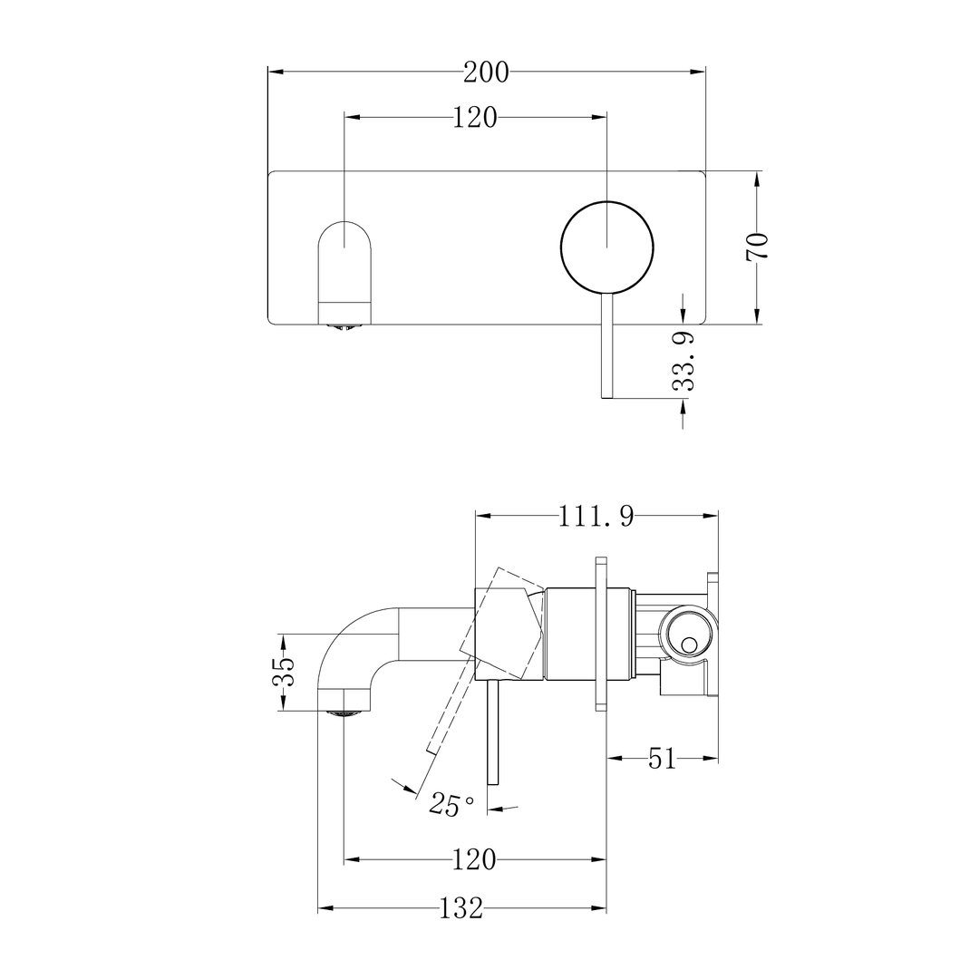 Nero Mecca Wall Basin/Bath Mixer 120Mm Chrome