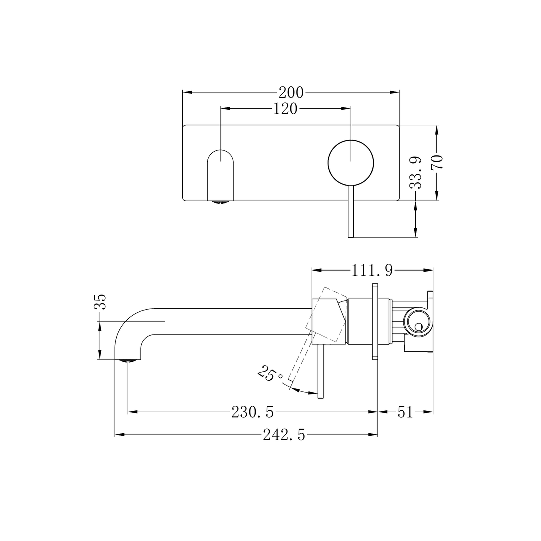Mecca Wall Basin Mixer 230mm Spout Gun Metal