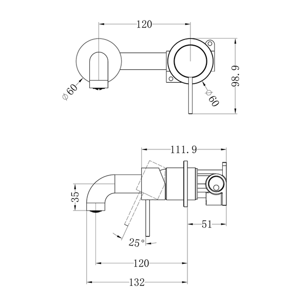 Nero Mecca Wall Basin/Bath Mixer Separate Back Plate 120Mm Trim Kits Only Gun Metal