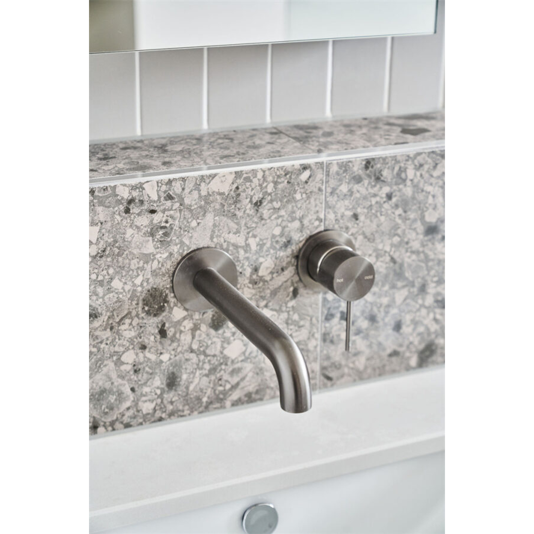 Nero Mecca Wall Basin Mixer Separate Back Plate 160Mm Spout Gun Metal