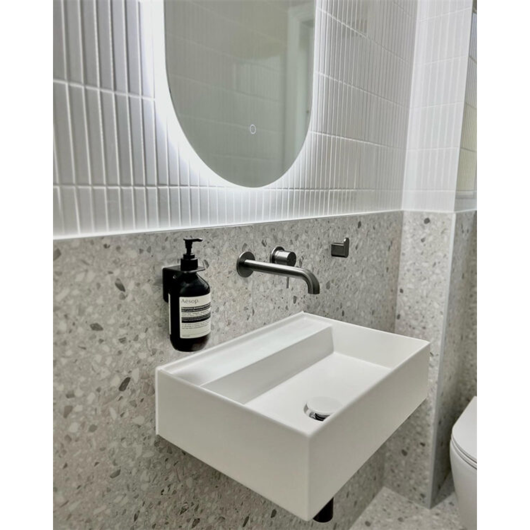 Nero Mecca Wall Basin Mixer Separate Back Plate 185Mm Spout Gun Metal