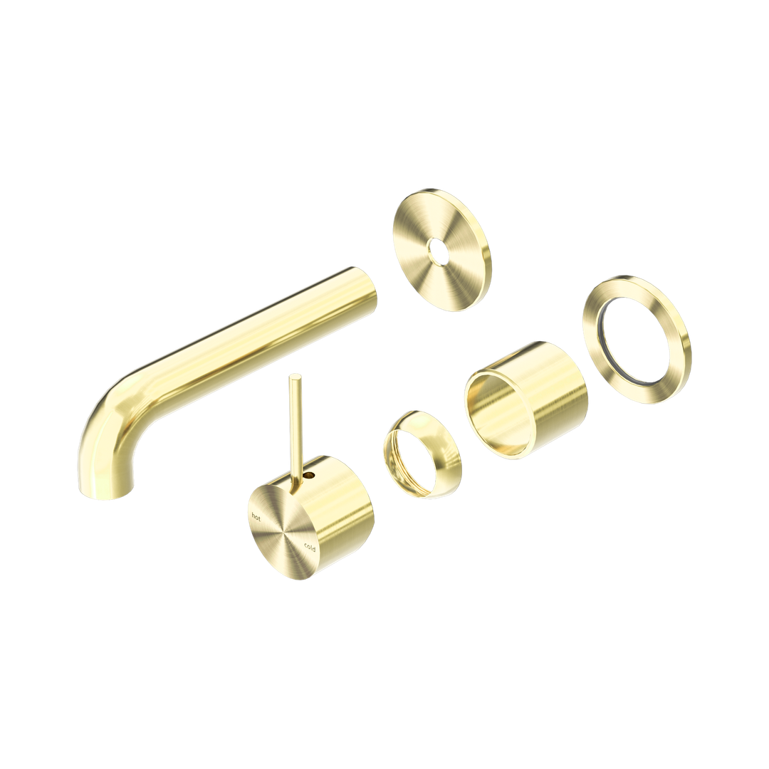 Nero Mecca Wall Basin/Bath Mixer Sep. Back Plate Handle Up 120Mm Trim Kit Only Brushed Gold
