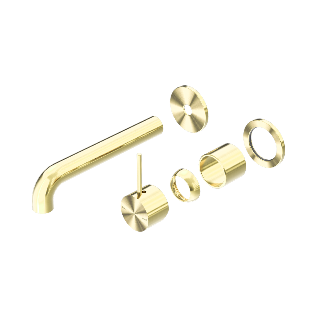 Nero Mecca Wall Mixer Separate Back Plate Handle Up 185Mm Trim Kits Only Brushed Gold
