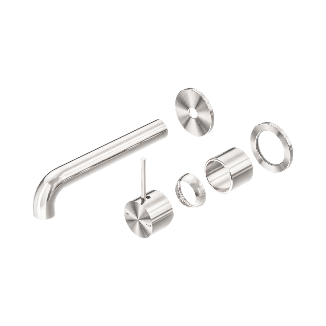 Nero Mecca Wall Mixer Separate Back Plate Handle Up 185Mm Trim Kits Only Brushed Nickel