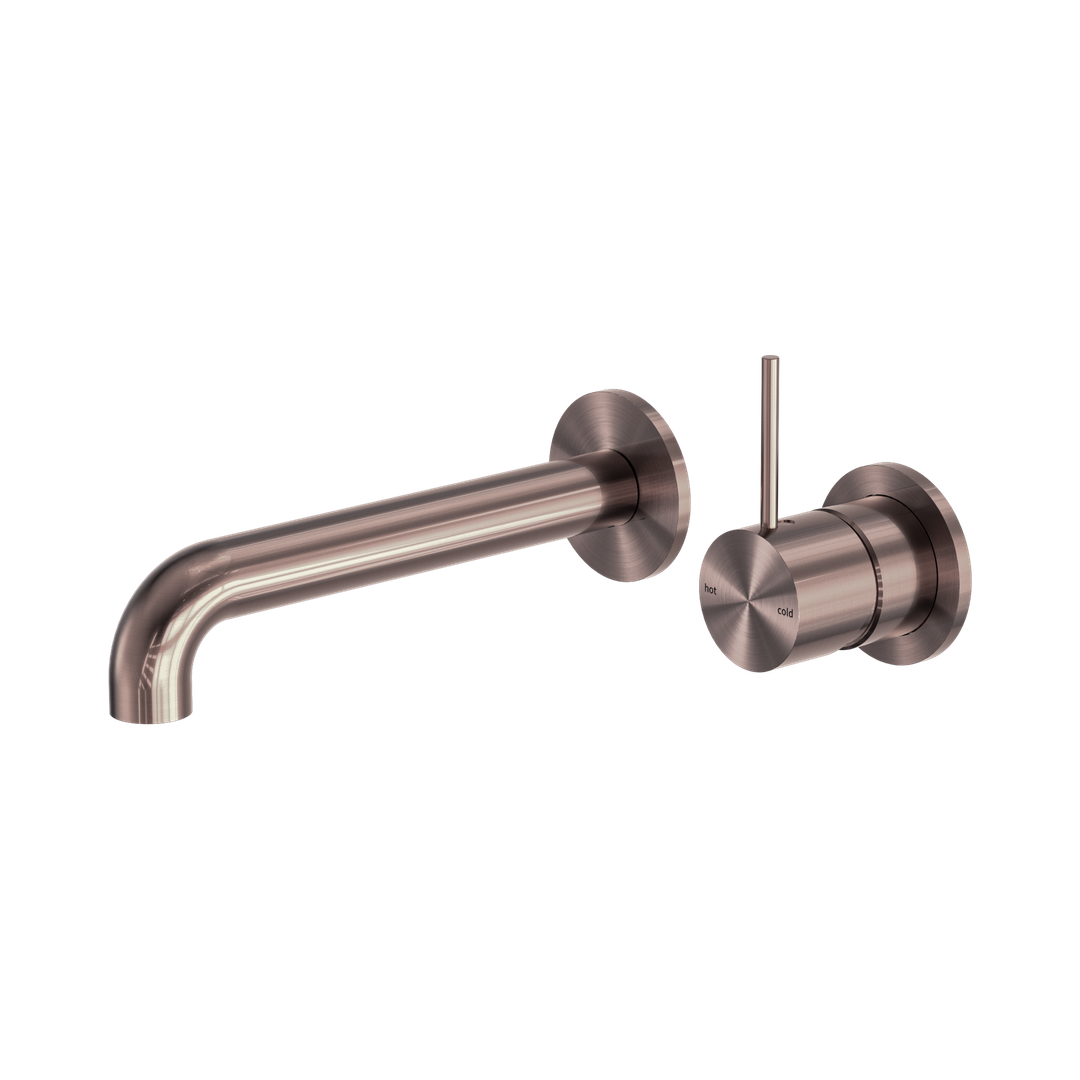 Nero Mecca Wall Basin/Bath Mixer Separate Back Plate Handle Up 230Mm Brushed Bronze