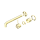Nero Mecca Wall Basin/Bath Mixer Sep. Back Plate Handle Up 230Mm Trim Kit Only Brushed Gold