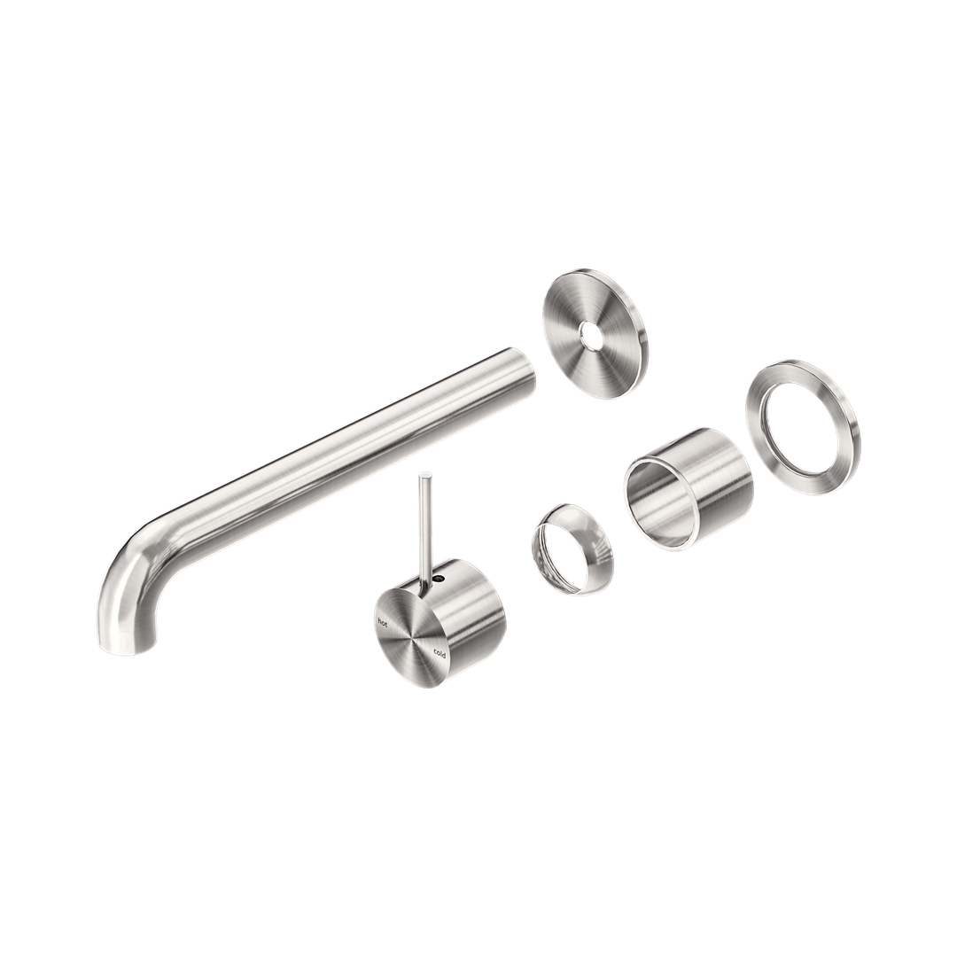 Nero Mecca Wall Basin/Bath Mixer Sep. Back Plate Handle Up 230Mm Trim Kit Only Brushed Nickel