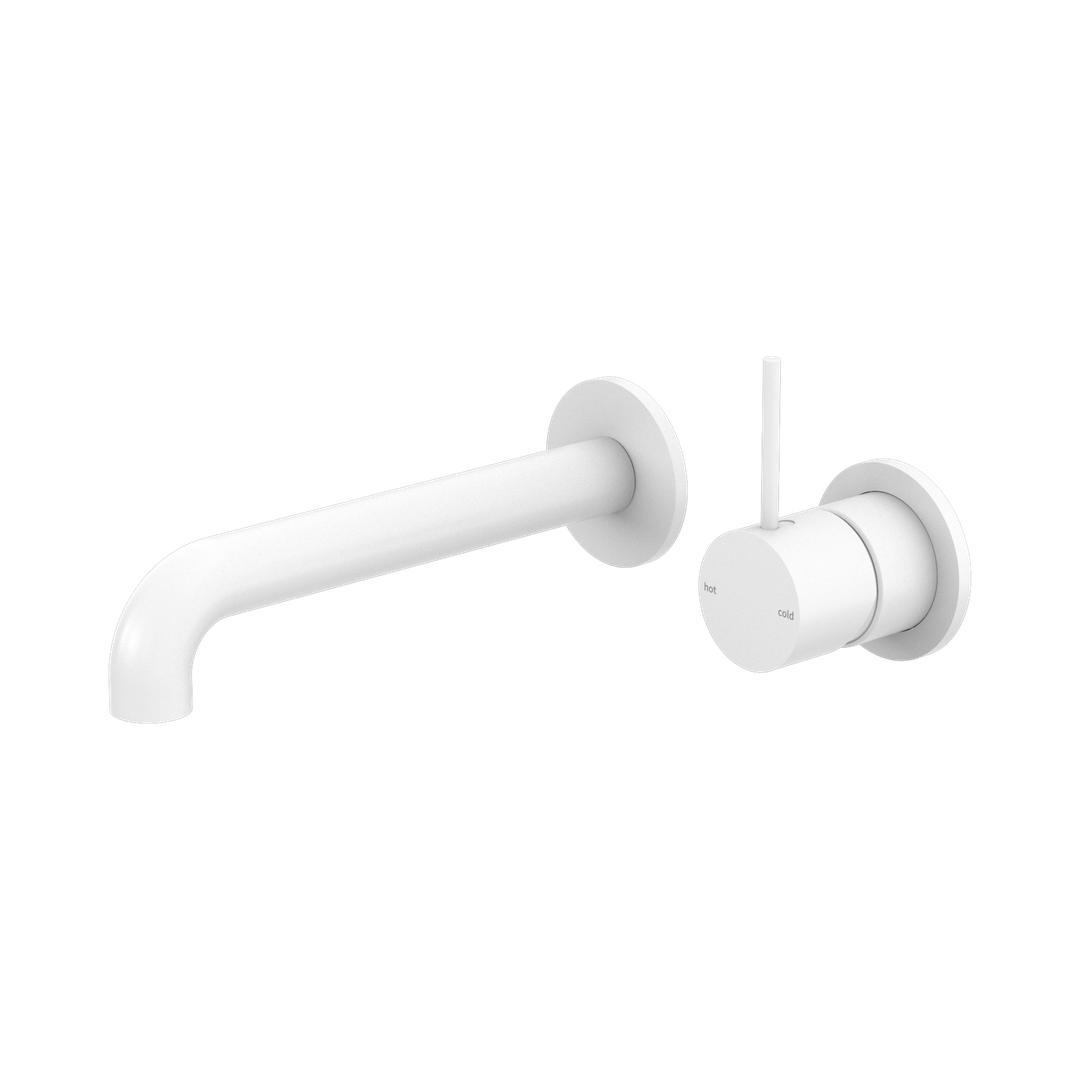 Nero Mecca Wall Basin/Bath Mixer Separate Back Plate Handle Up 260Mm Matte White