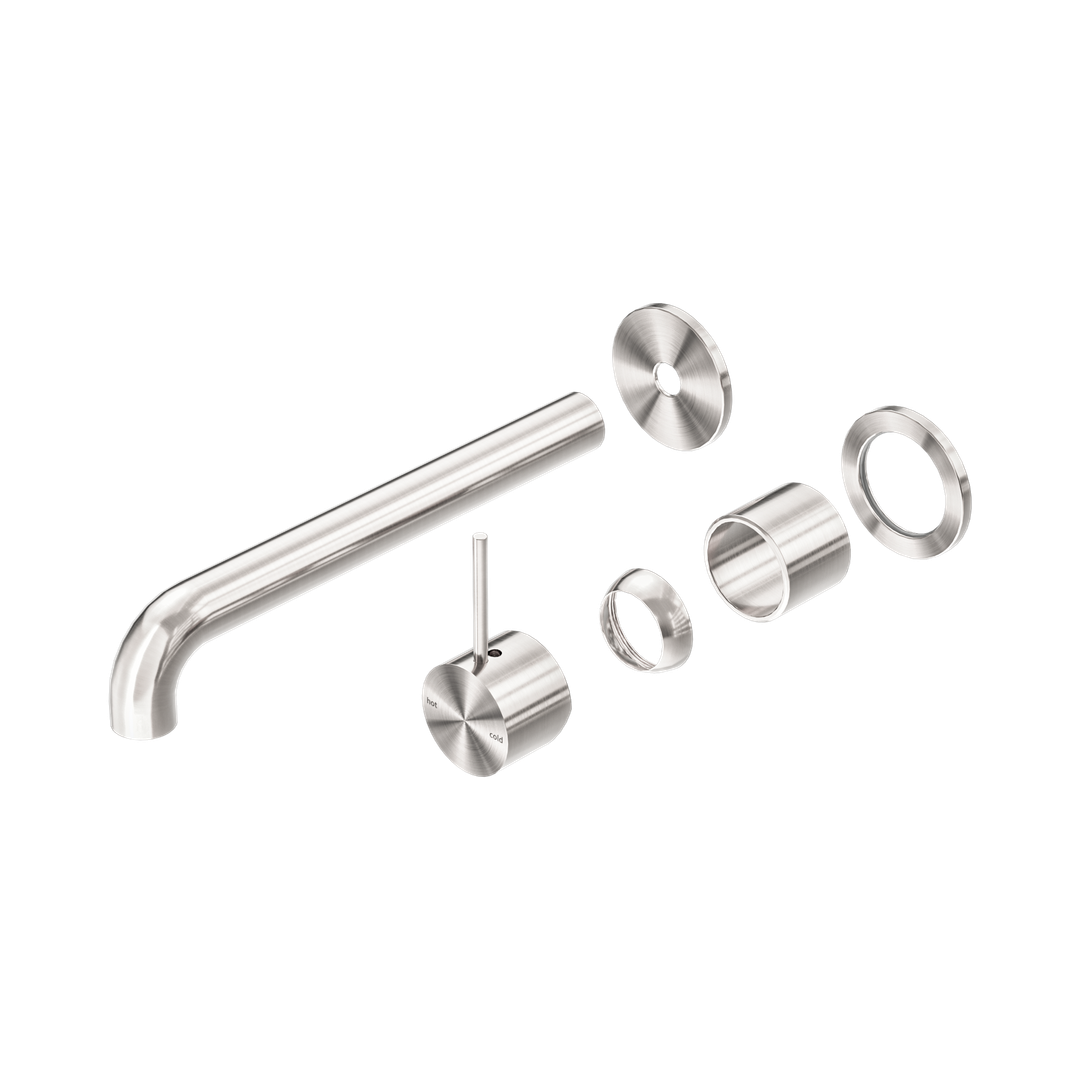 Nero Mecca Wall Basin/Bath Mixer Sep. Back Plate Handle Up 260Mm Trim Kit Only Brushed Nickel