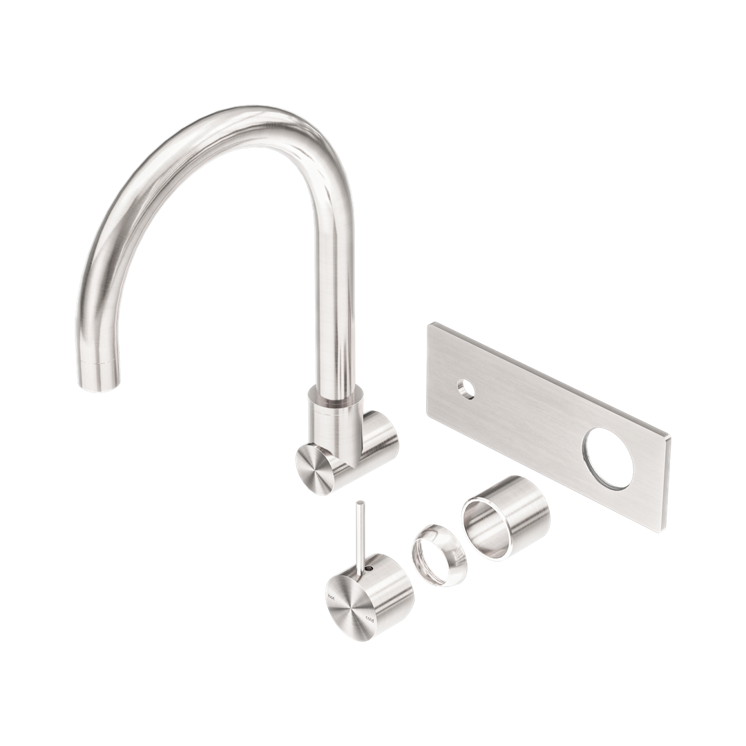 Nero Mecca Wall Basin/Bath Mixer Swivel Spout Handle Up Trim Kits Only Brushed Nickel