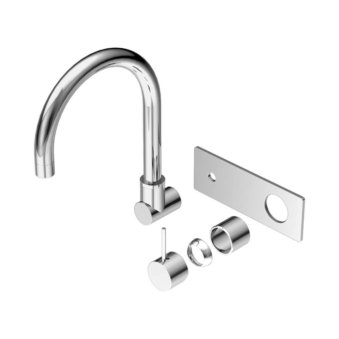 Nero Mecca Wall Basin/Bath Mixer Swivel Spout Handle Up Trim Kits Only Chrome