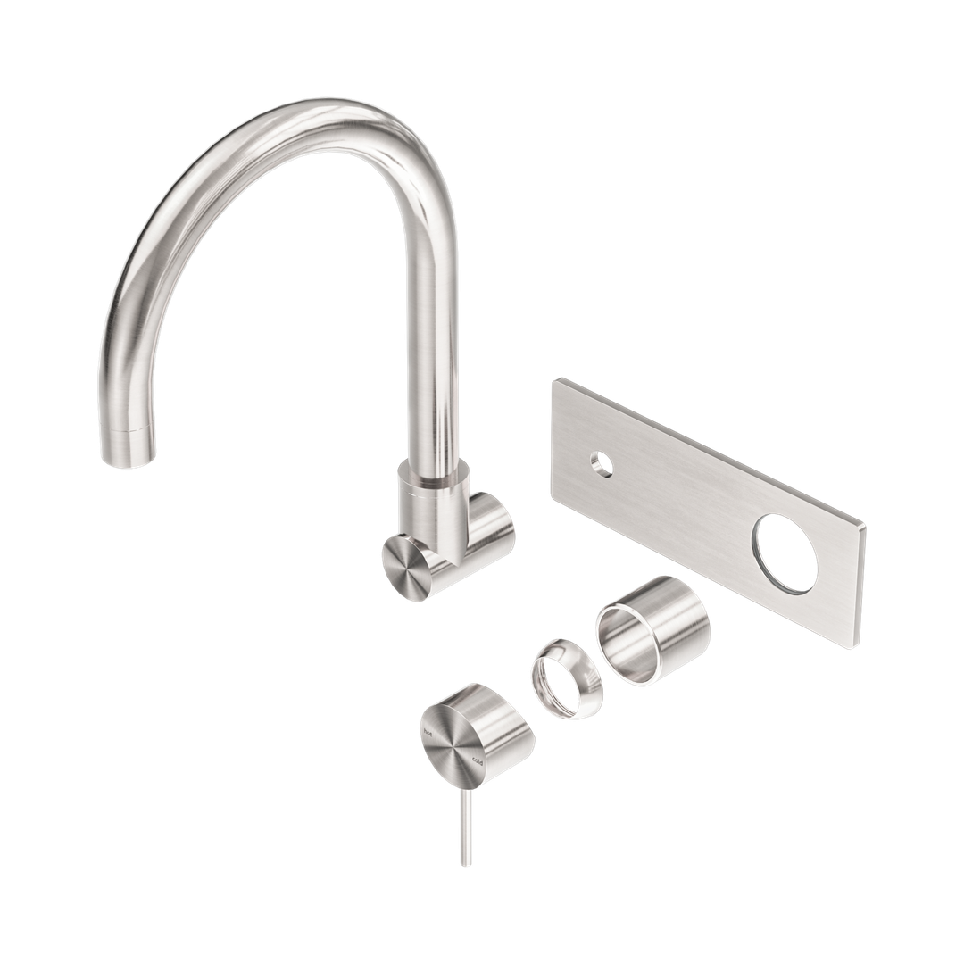 Nero Mecca Wall Basin/Bath Mixer Swivel Spout Trim Kits Only Brushed Nickel