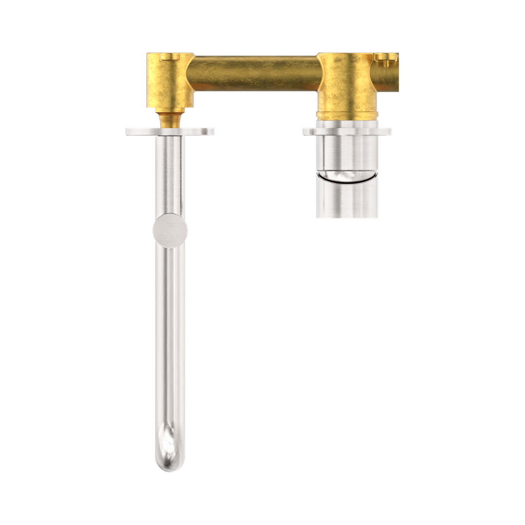 Nero Mecca Wall Basin/Bath Mixer Swivel Spout 225Mm Brushed Nickel Nr221910Rbn