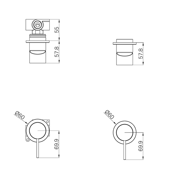 Nero Mecca Shower Mixer 60Mm Plate Trim Kits Only Brushed Bronze