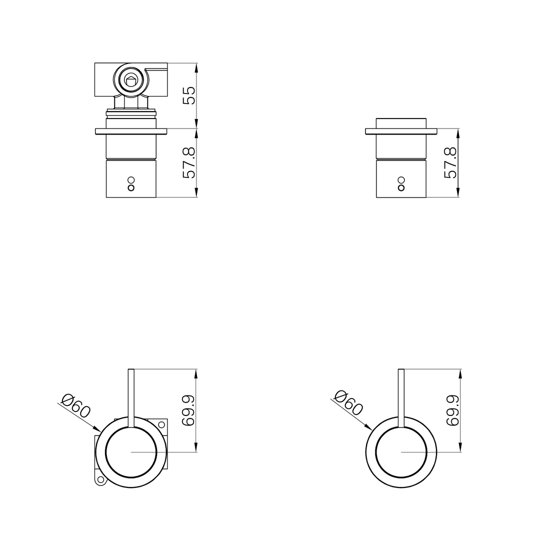 Nero Mecca Shower Mixer 60Mm Handle Up Plate Trim Kits Only Gun Metal