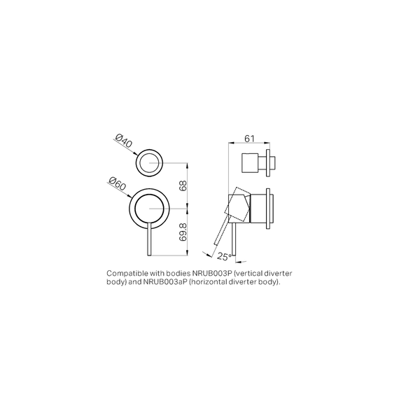 Nero Mecca Shower Mixer With Diverter Separate Back Plate Trim Kits Only Brushed Nickel