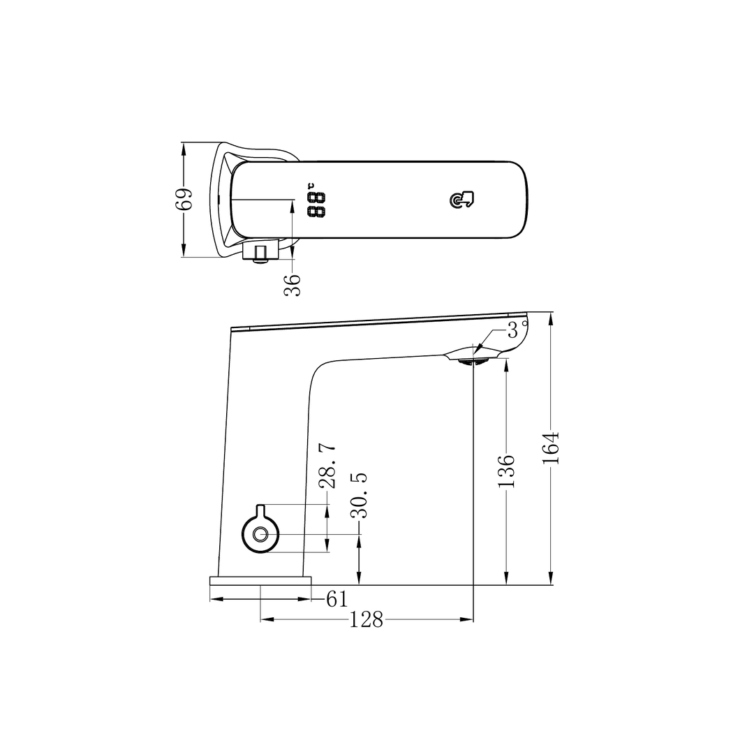 Nero Claudia Sensor Mixer With White Top Display Brushed Bronze