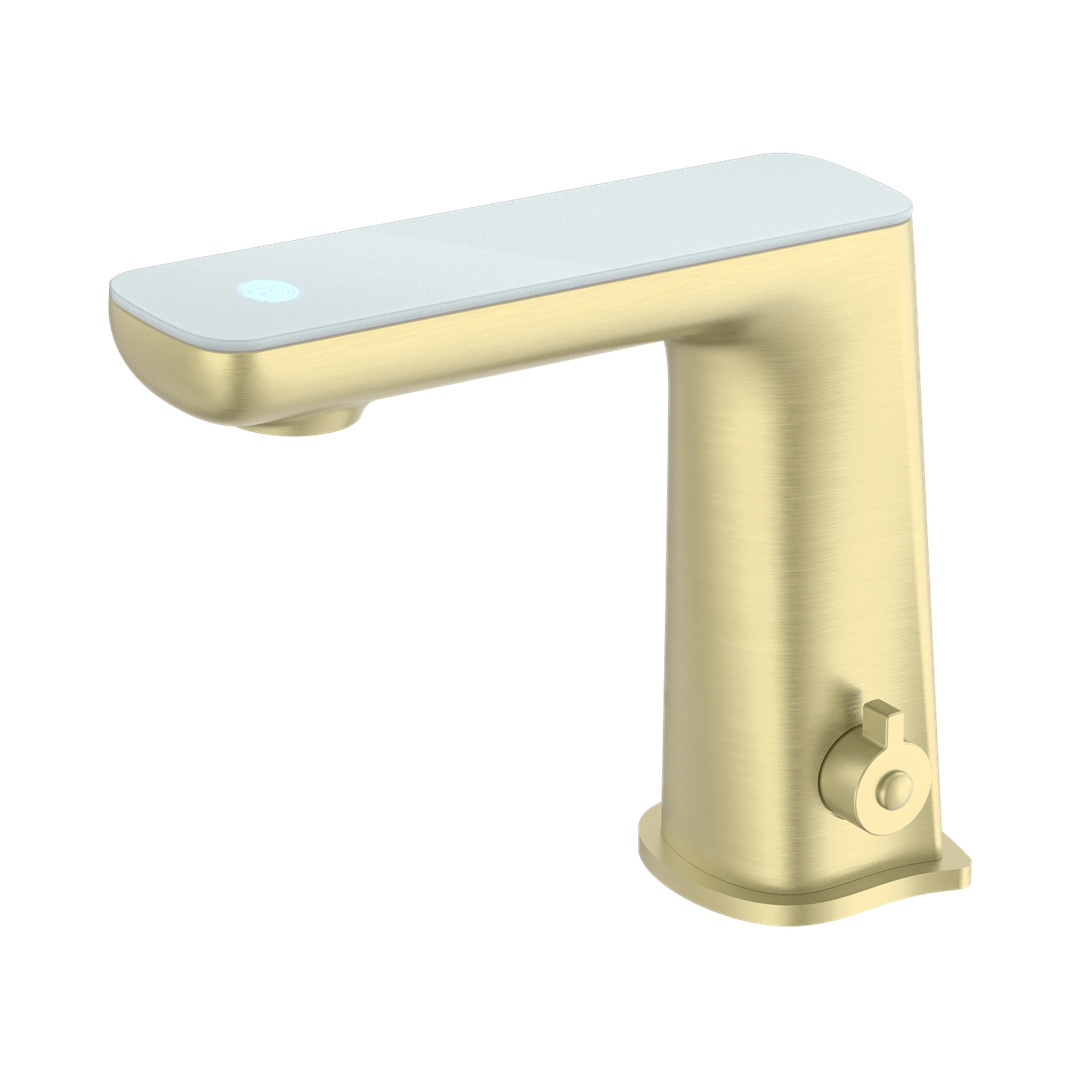 Nero Claudia Sensor Mixer With White Top Display Brushed Gold