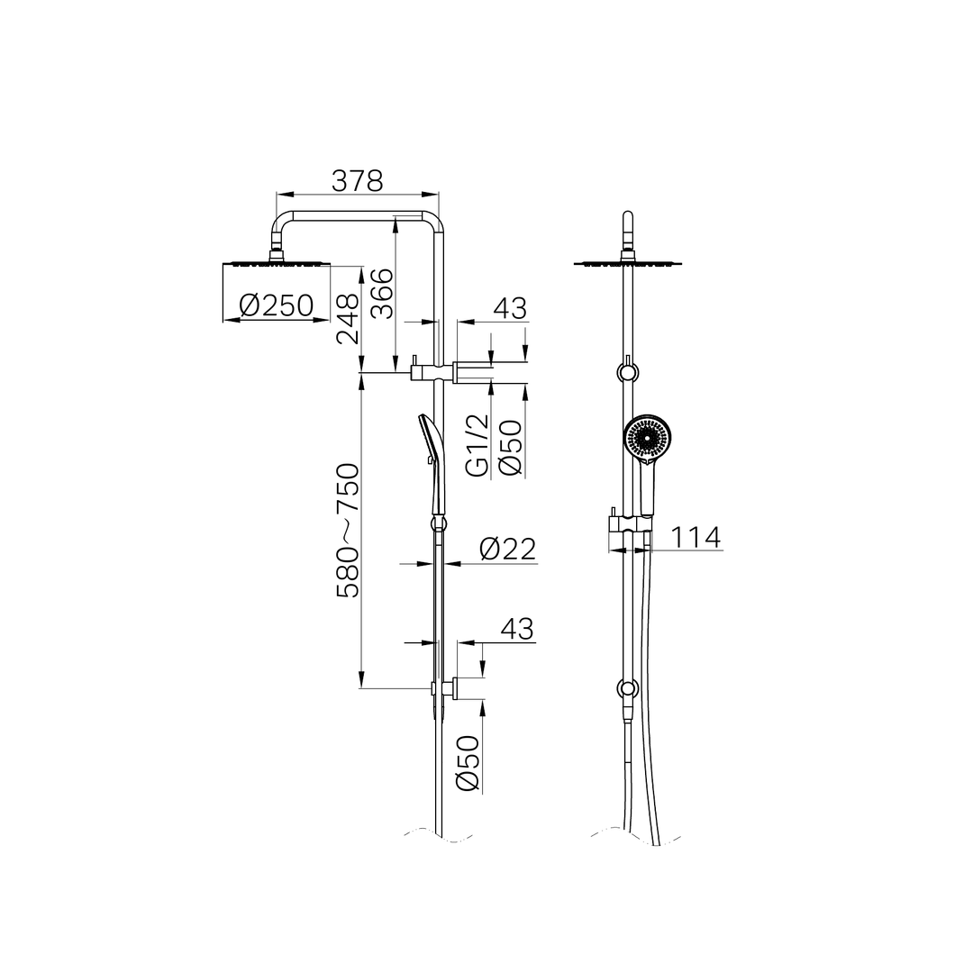 Round Project Twin Nero Shower 4 Star Rating - Brushed Gold