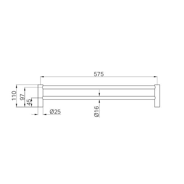 Nero New Mecca Double Towel Rail 600Mm Brushed Nickel