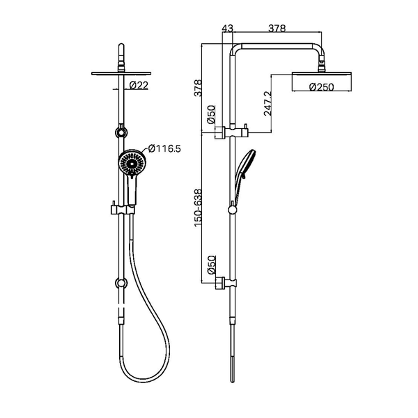 Nero Round Twin Shower Gun Metal