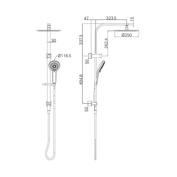 Nero Bianca Twin Shower Brushed Nickel