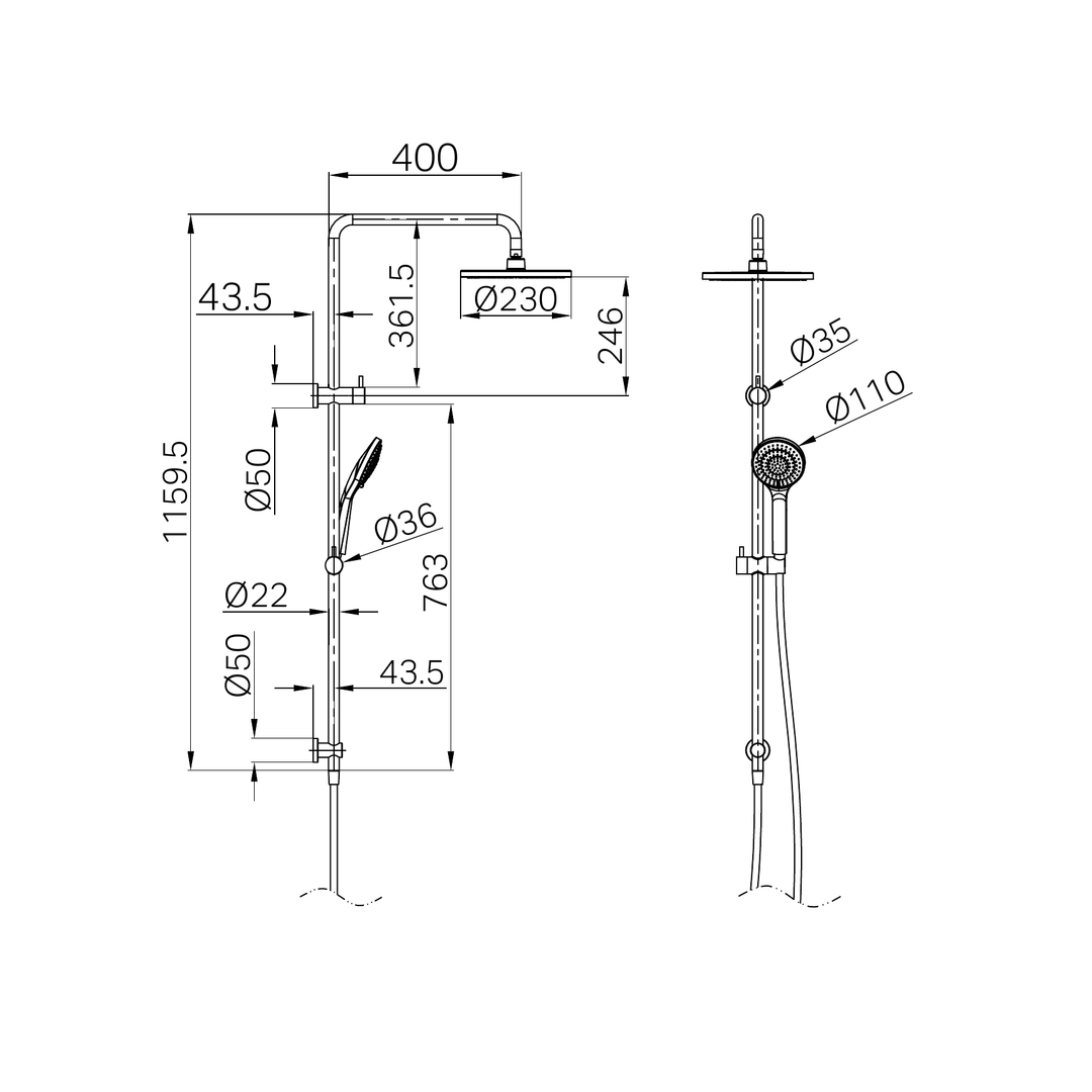 Round Twin Nero Shower With Air Nero Shower Ii - Brushed Nickel