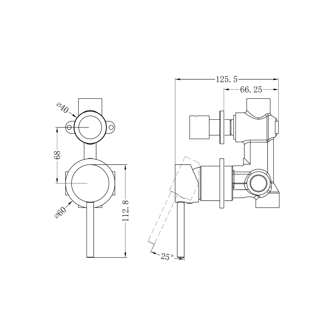 Nero Dolce Shower Mixer With Diverter Separate Back Plate Matte Black