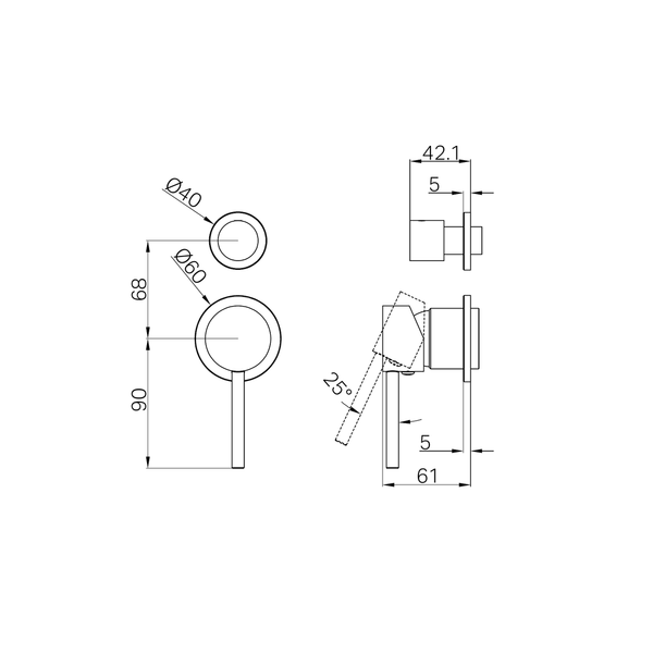 Nero Dolce Shower Mixer With Diverter Separate Back Plate Trim Kits Only Chrome