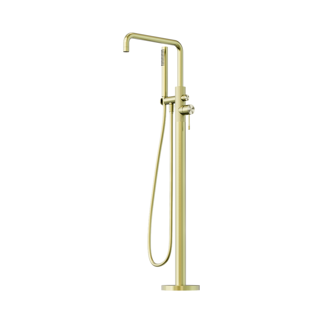 Nero Opal Freestanding Bath Mixer With Hand Shower Brushed Gold