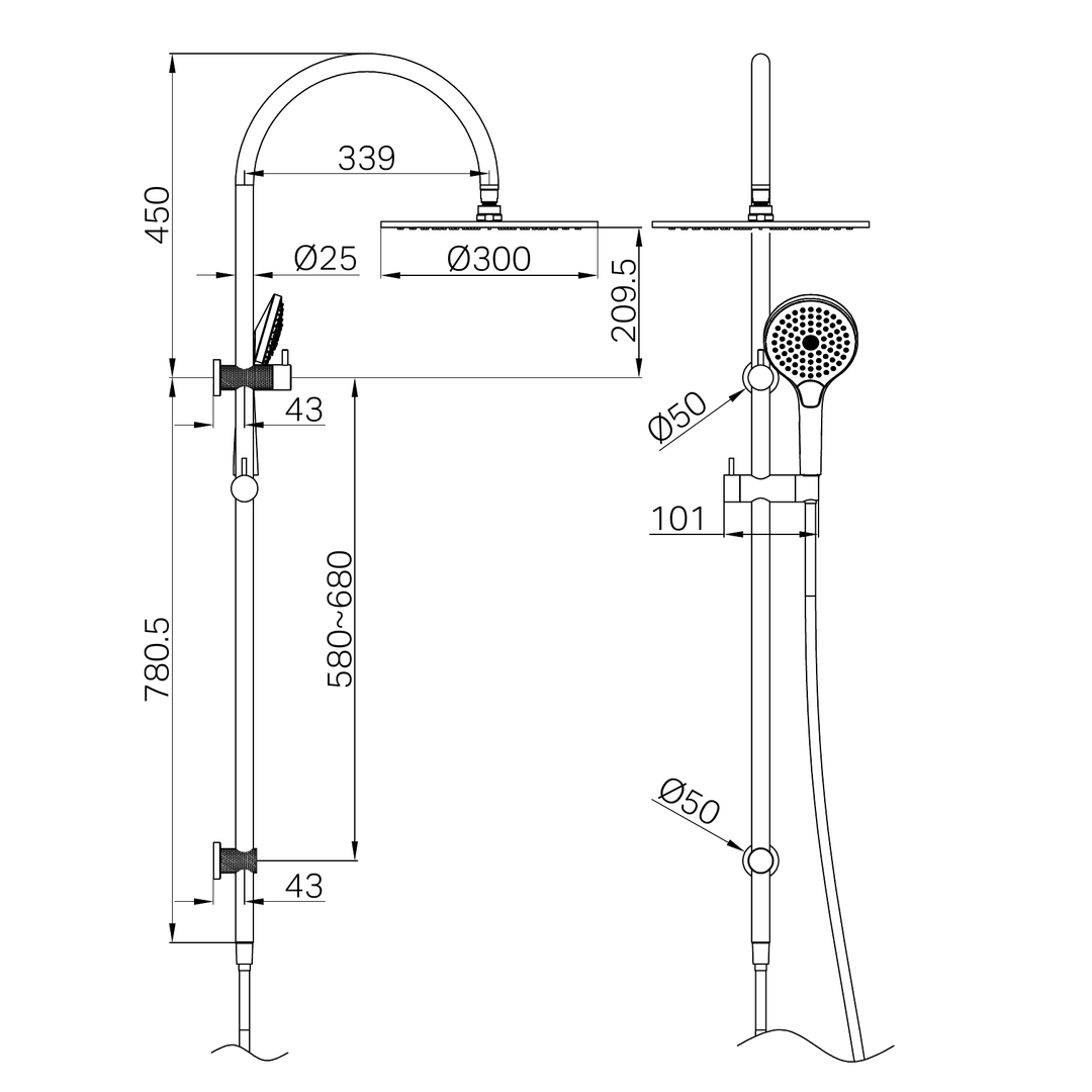 Opal Twin Nero Shower With Air Nero Shower Ii - Graphite
