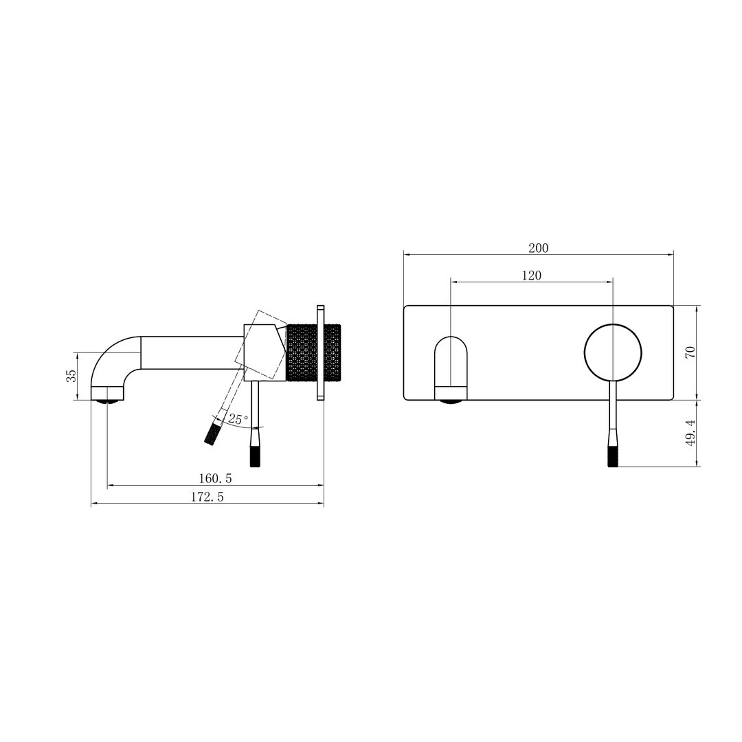 Nero Opal Wall Basin/Bath Mixer 160Mm Graphite