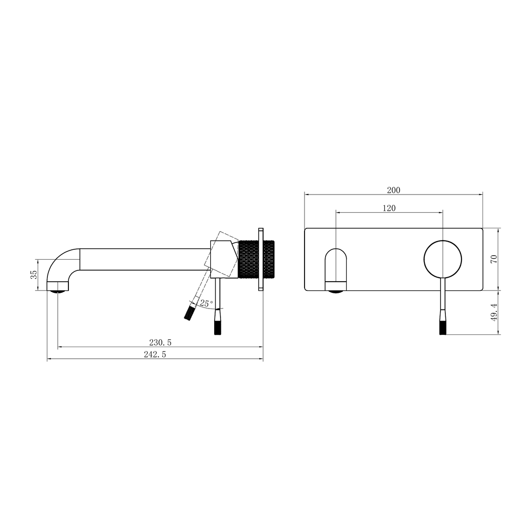 Nero Opal Wall Basin/Bath Mixer 230Mm Graphite