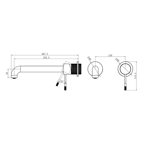 Nero Opal Wall Basin/Bath Mixer Separate Back Plate 260Mm Brushed Nickel