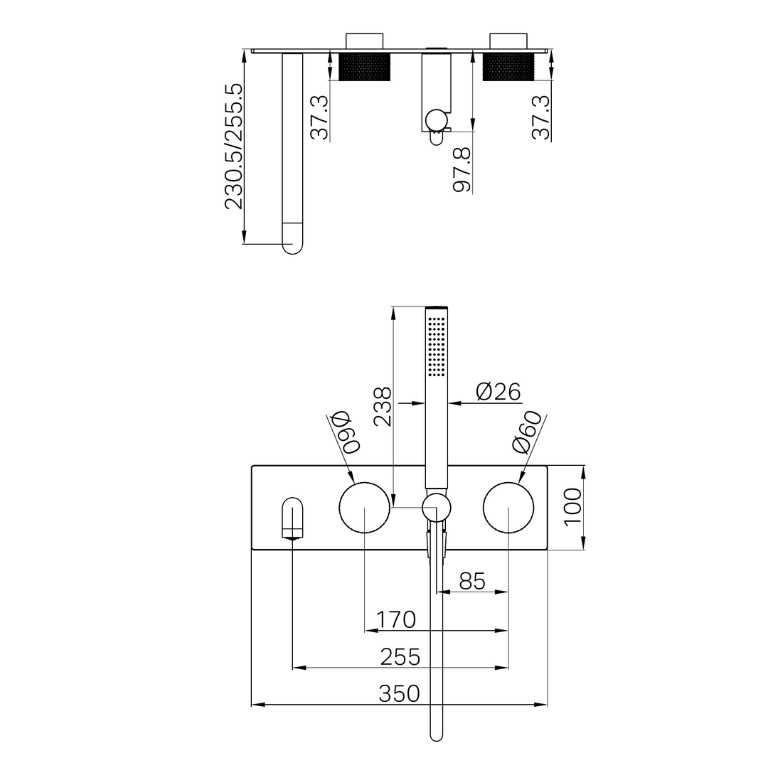 Nero Opal Progressive Shower System With Spout 230Mm Trim Kits Only Brushed Nickel