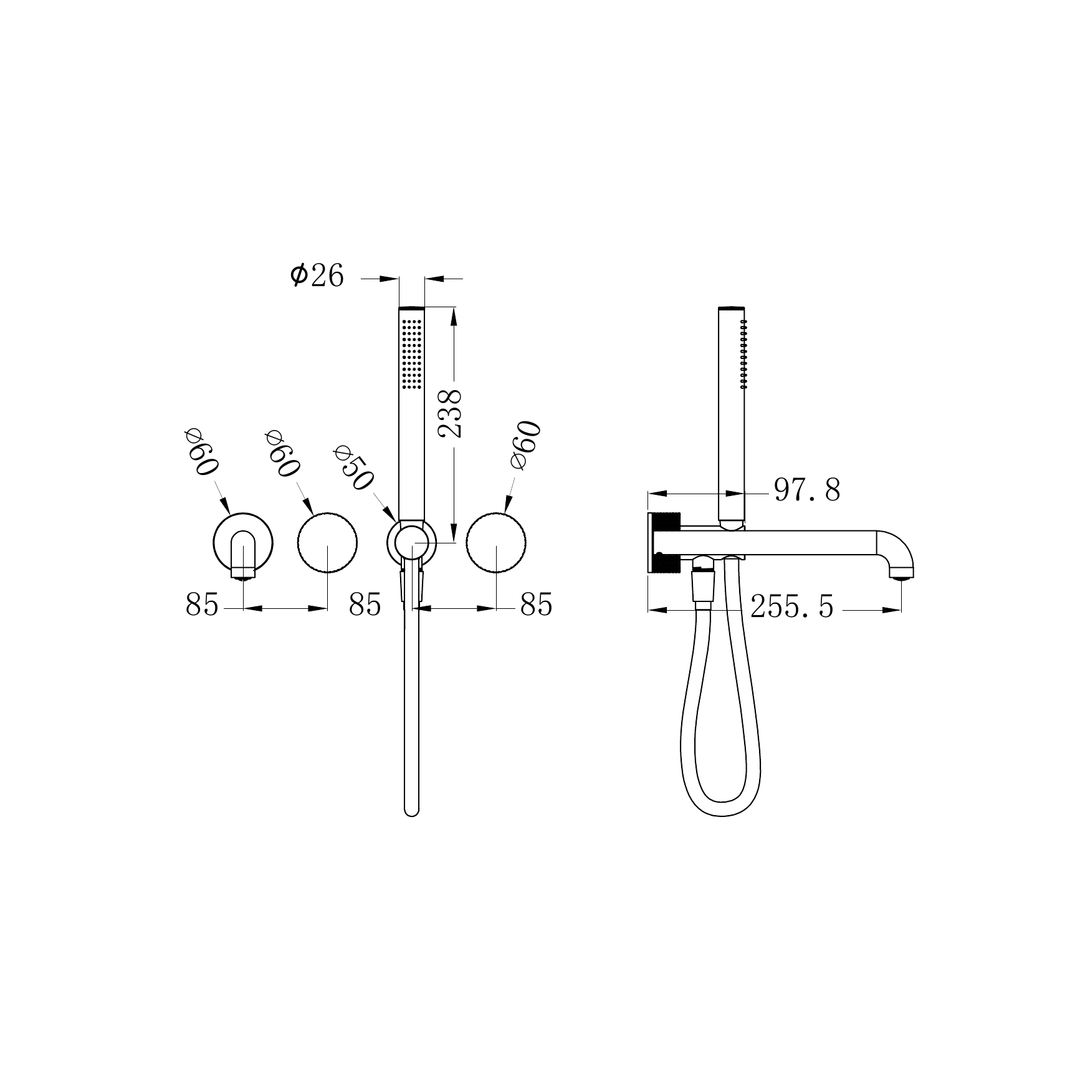Nero Opal Progressive Shower System Sep. Plate C/W Spout 250Mm Trim Kit Only Brushed Gold