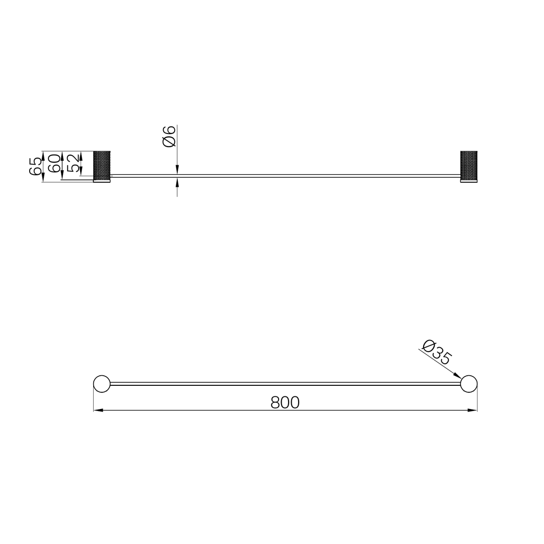 Nero Opal Single Towel Rail 800Mm Brushed Gold