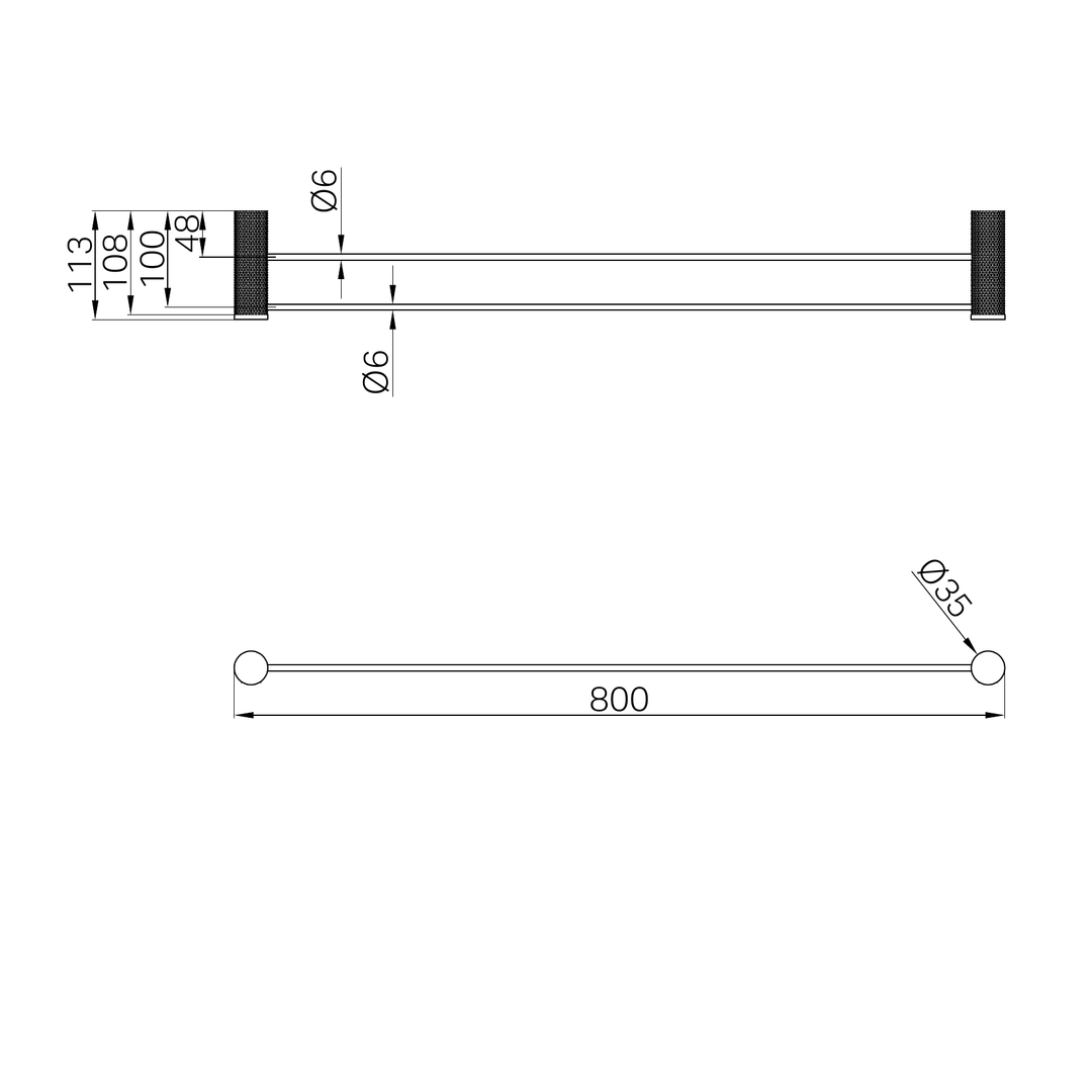 Nero Opal Double Towel Rail 800Mm Graphite