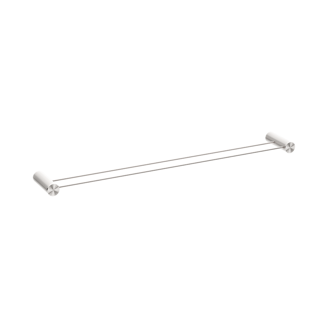 Nero Opal Double Towel Rail 800Mm Brushed Nickel