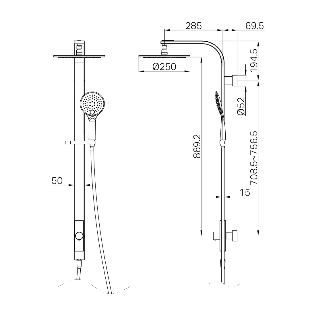 Nero Rain Round Shower Set Single Hose - Chrome
