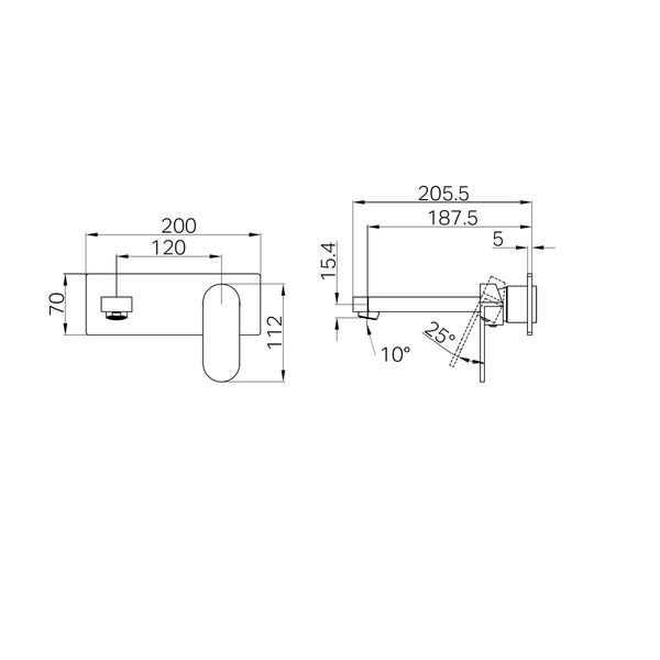 Nero Ecco Wall Basin/Bath Mixer Trim Kits Only Matte Black